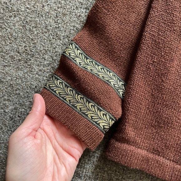 Vintage Alexa Grace Brown Leaves Cardigan Sweater Fall Autumn Grannycore Size S - Picture 2 of 12